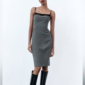 ZARA LACE-LINED STRAIGHT DRESS